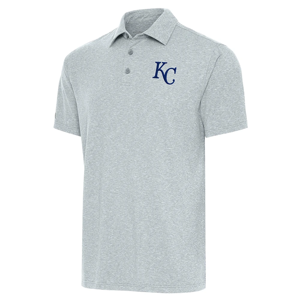 Men's Antigua Heather Gray Kansas City Royals Par Polo