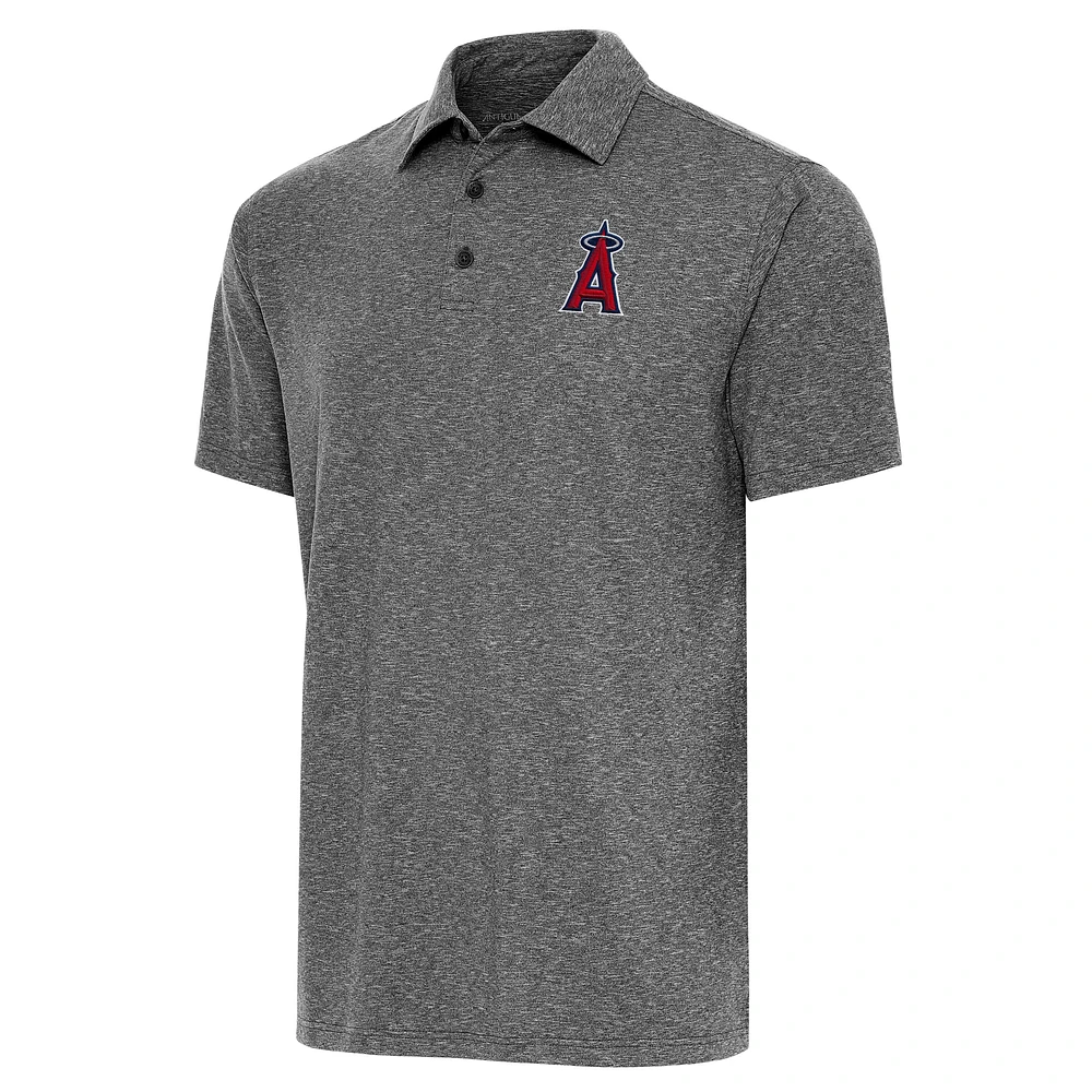 Men's Antigua Heather Black Los Angeles Angels Par Polo