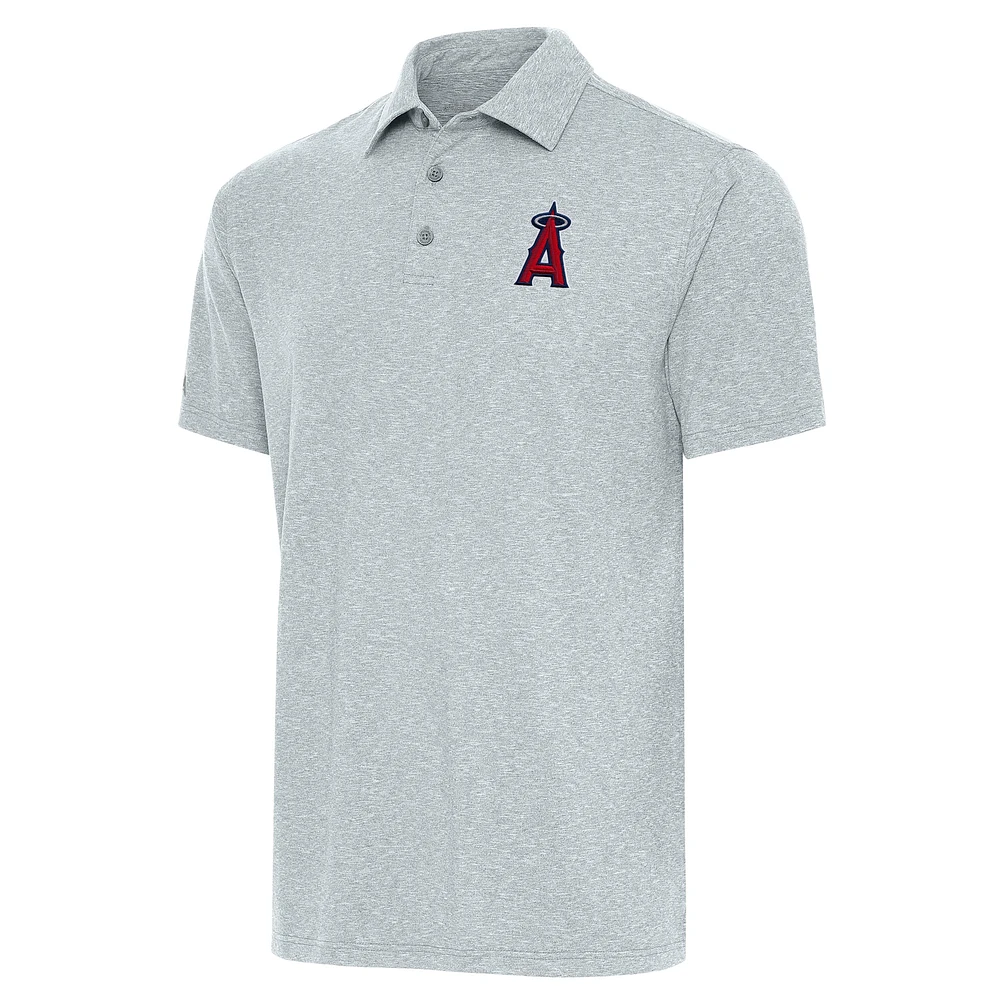 Men's Antigua Heather Gray Los Angeles Angels Par Polo