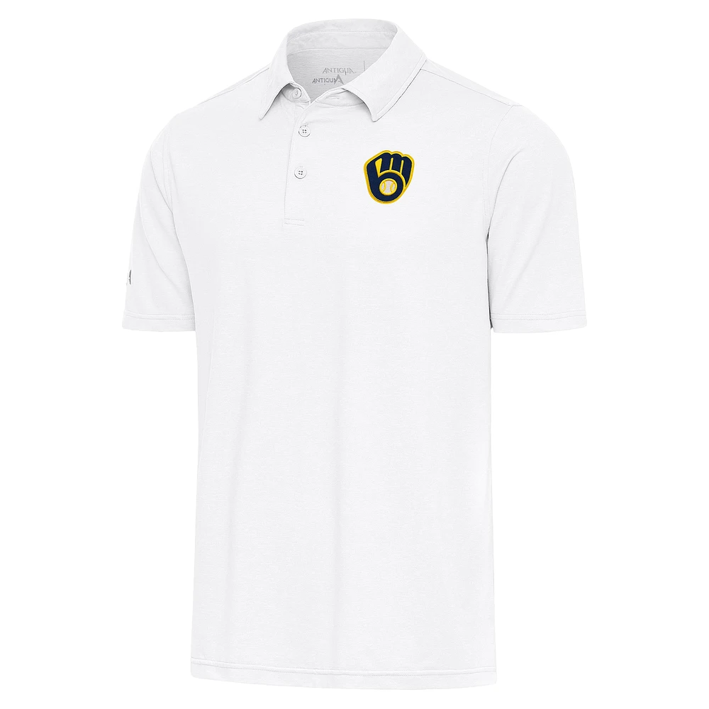 Men's Antigua White Milwaukee Brewers Par Polo
