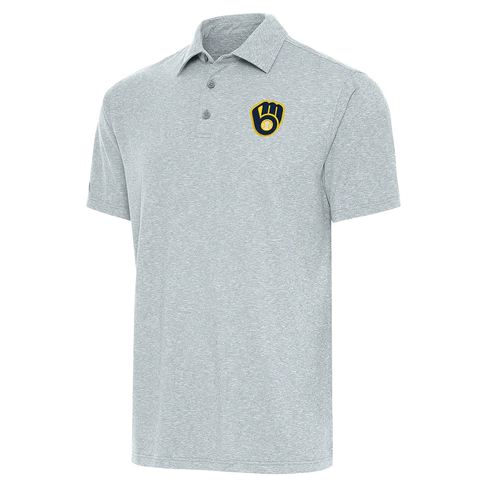 Men's Antigua Heather Milwaukee Brewers Par Polo