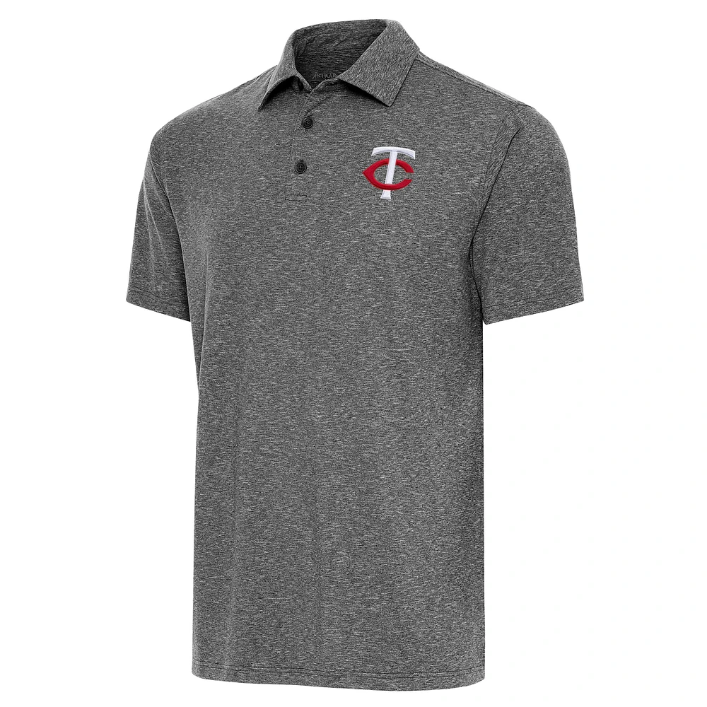 Men's Antigua Heather Black Minnesota Twins Par Polo