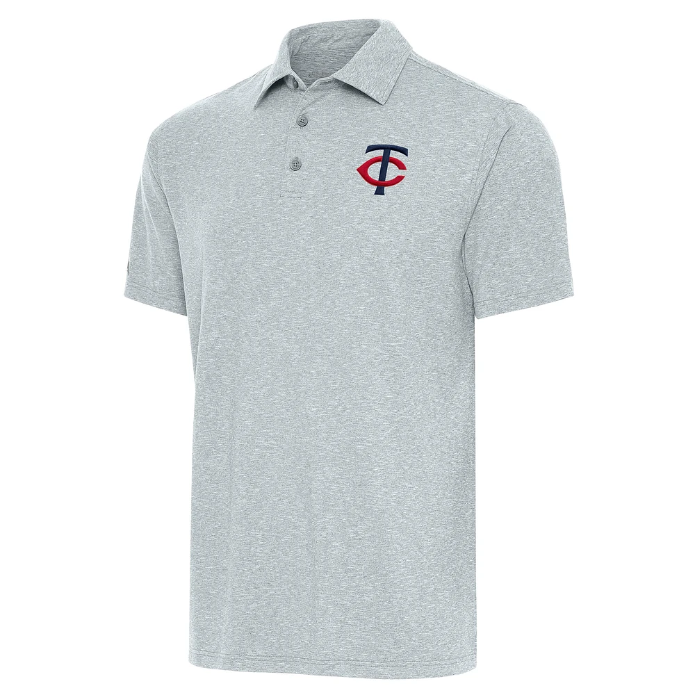 Men's Antigua Heather Gray Minnesota Twins Par Polo