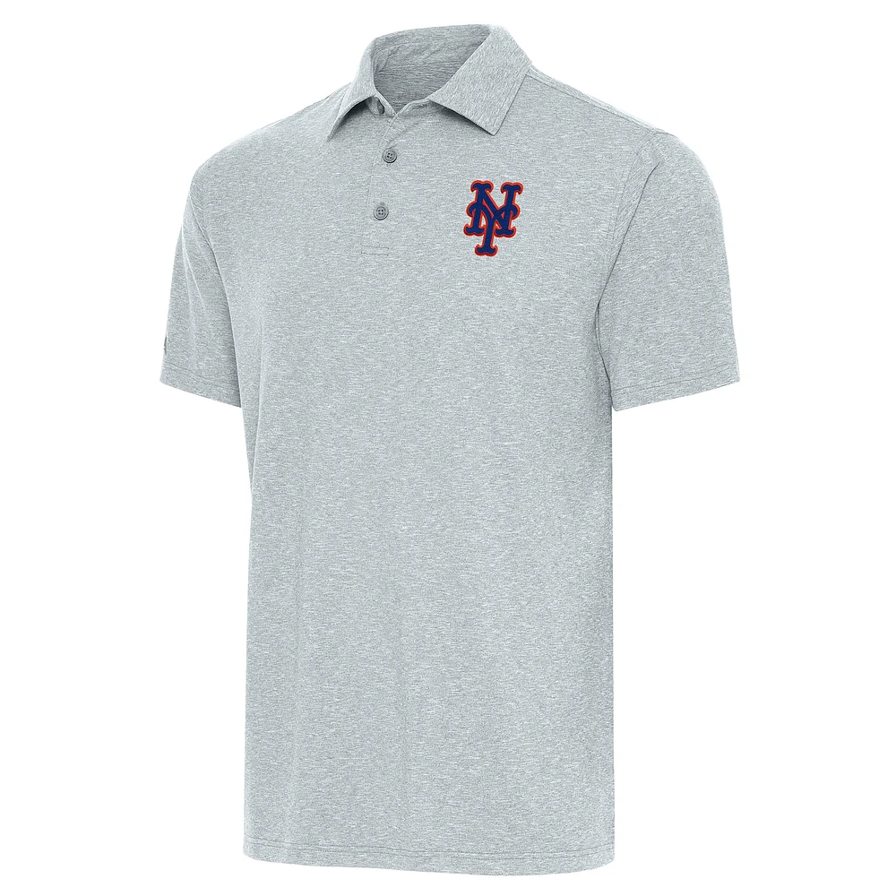 Men's Antigua Heather Gray New York Mets Par Polo