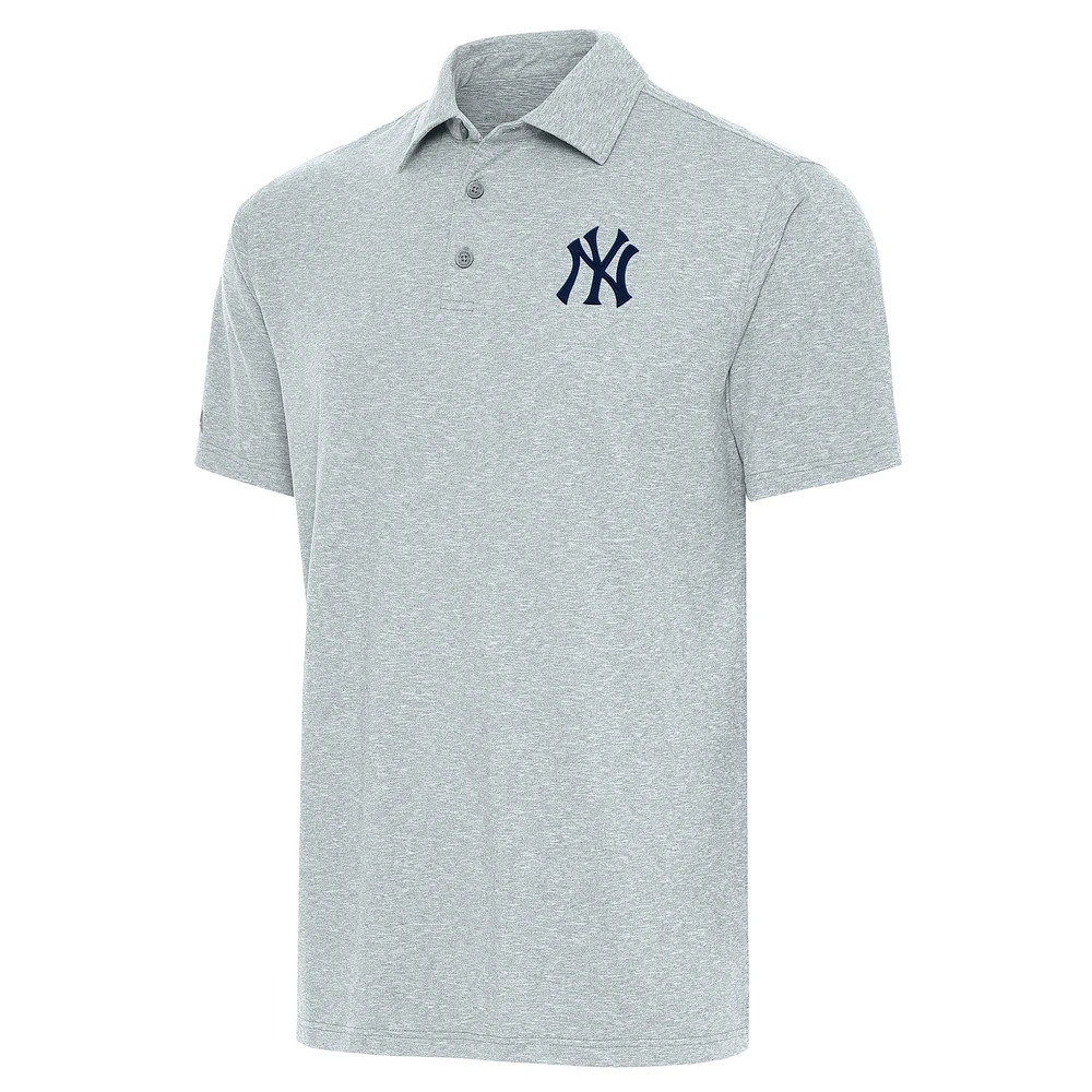 Men's Antigua Heather Gray New York Yankees Par Polo