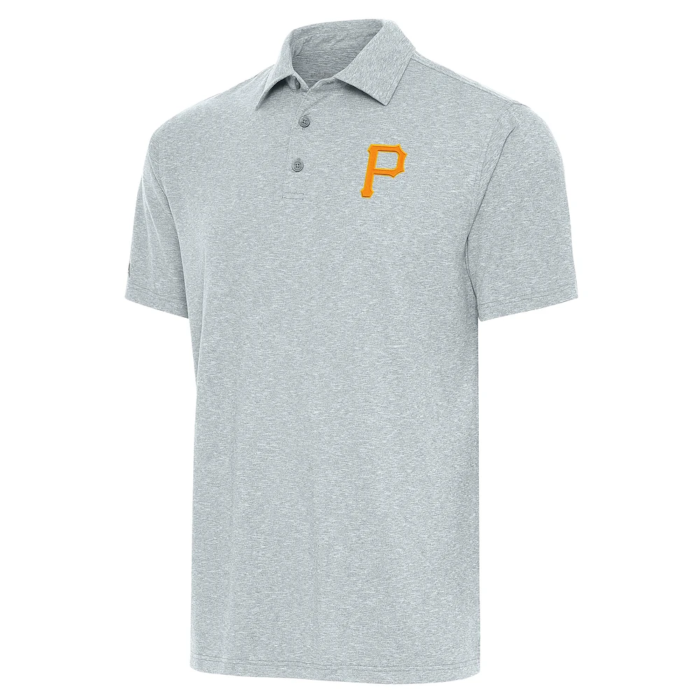 Men's Antigua Heather Gray Pittsburgh Pirates Par Polo