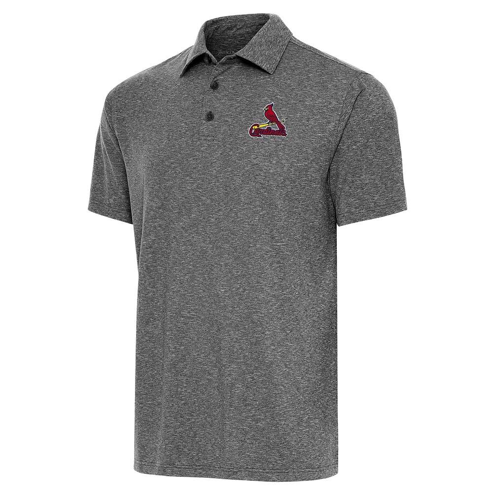 Men's Antigua Heather Black St. Louis Cardinals Par Polo