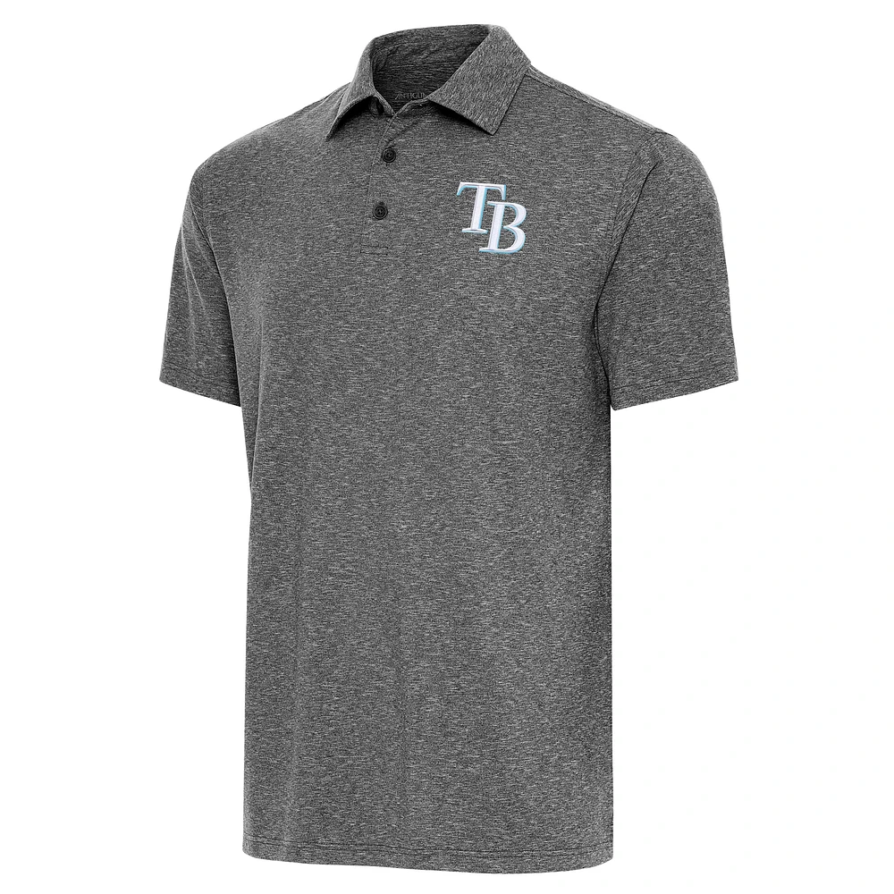 Men's Antigua Heather Black Tampa Bay Rays Par Polo