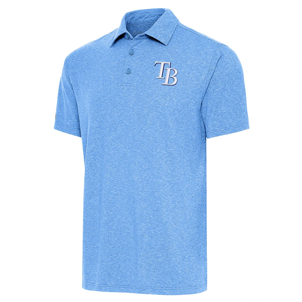 Men's Antigua Heather Powder Blue Tampa Bay Rays Par Polo