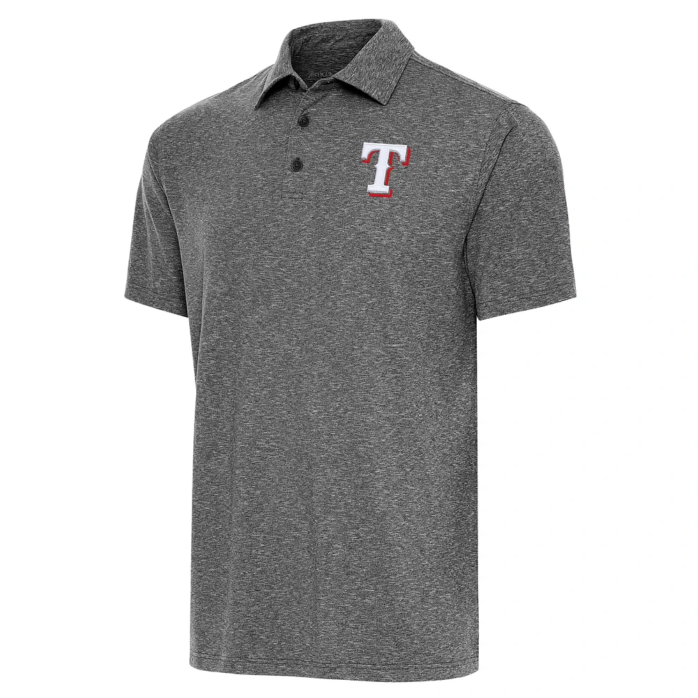 Men's Antigua Heather Black Texas Rangers Par Polo