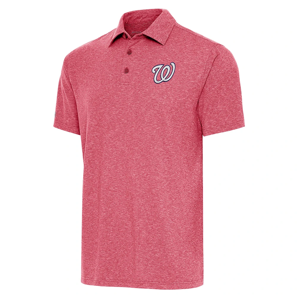 Men's Antigua Heather Red Washington Nationals Par Polo