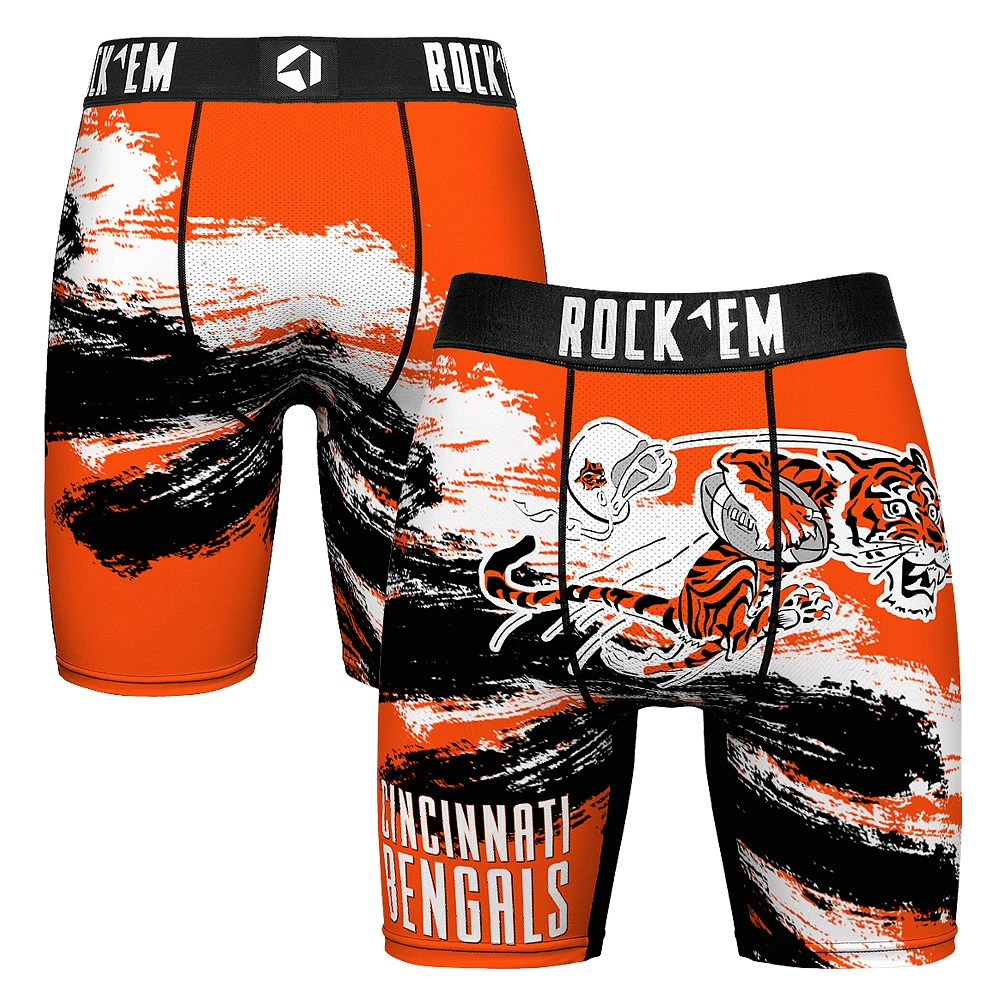 Men's Rock Em Socks Cincinnati Bengals Gridiron Classic Paint Boxer Briefs