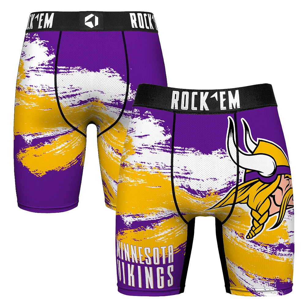 Men's Rock Em Socks Minnesota Vikings Gridiron Classic Paint Boxer Briefs