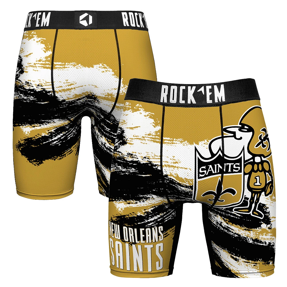 Men's Rock Em Socks New Orleans Saints Gridiron Classic Paint Boxer Briefs