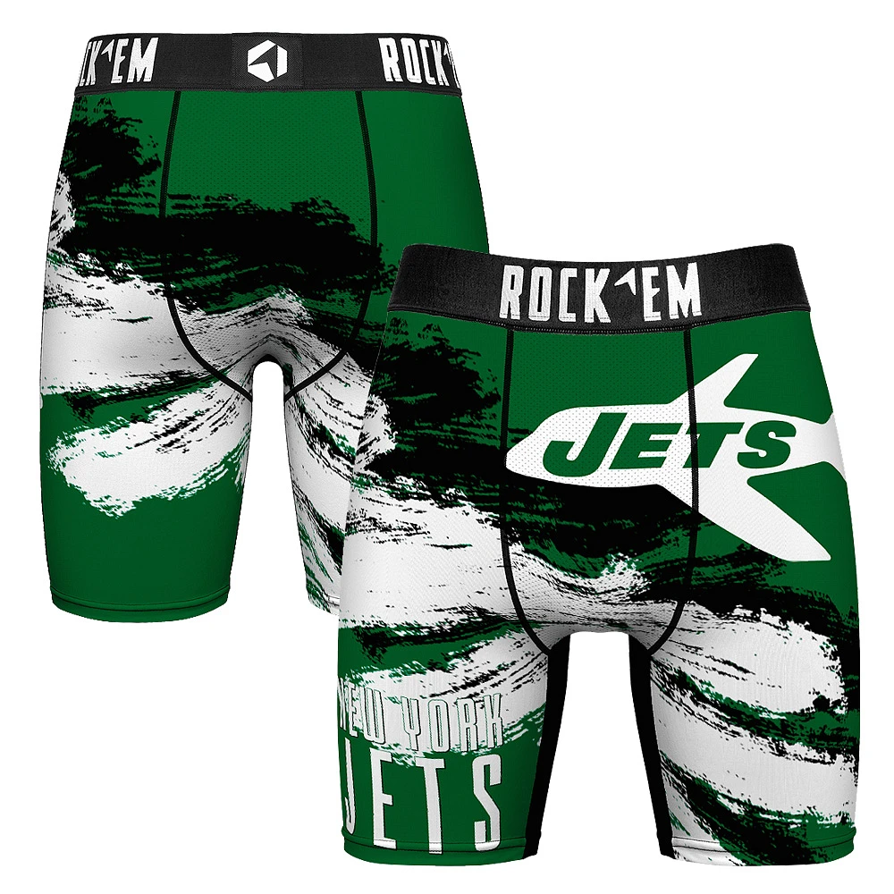 Men's Rock Em Socks New York Jets Gridiron Classic Paint Boxer Briefs
