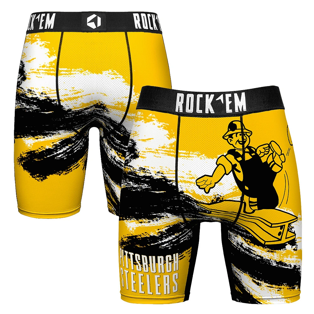 Men's Rock Em Socks Pittsburgh Steelers Gridiron Classic Paint Boxer Briefs
