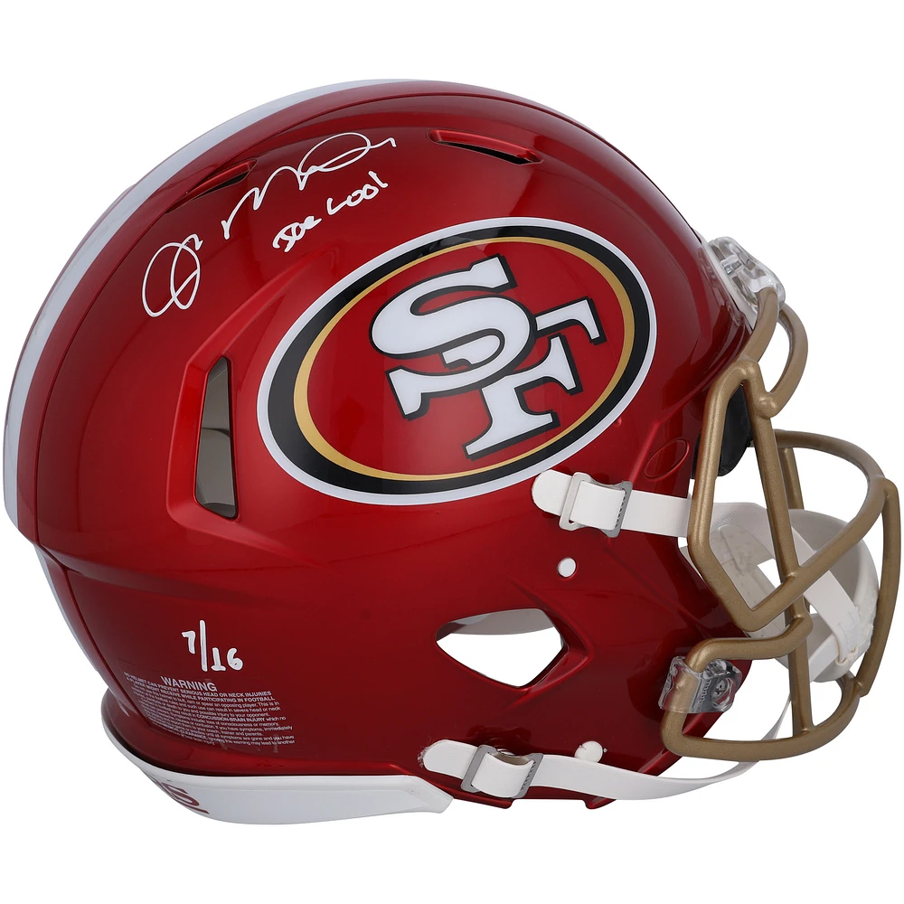 Limited Edition of 16: Joe Montana San Francisco 49ers Autographed Riddell Helmet with Inscription