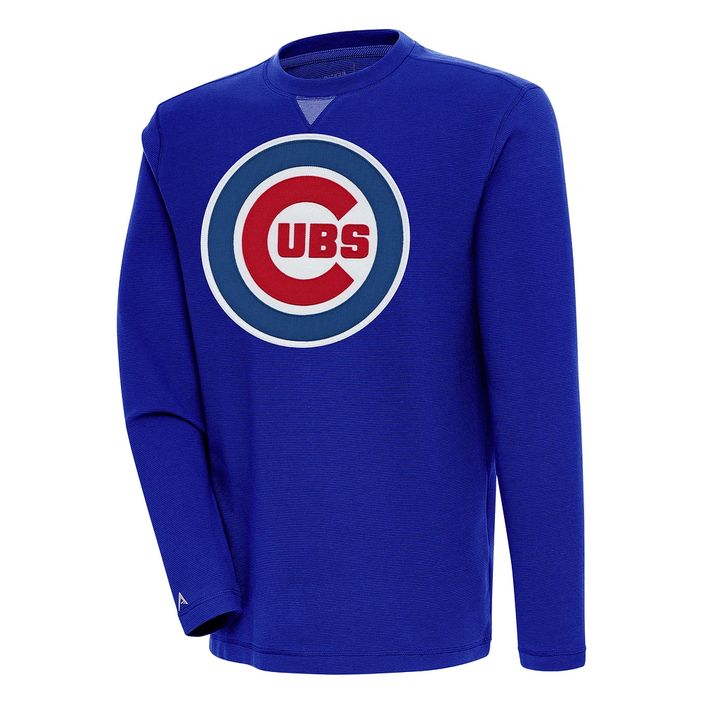 Men's Antigua Royal Chicago Cubs Flier Bunker Pullover Sweatshirt