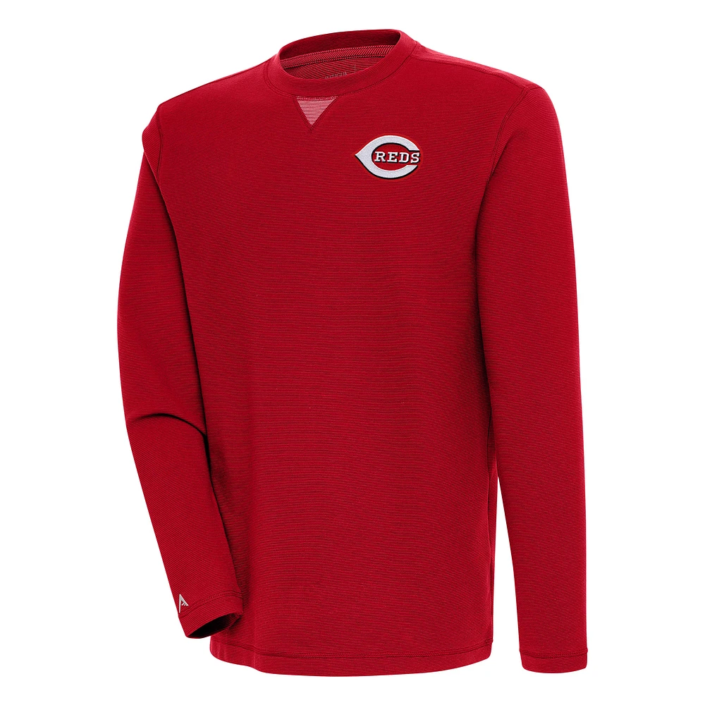 Men's Antigua Red Cincinnati Reds Flier Bunker Pullover Sweatshirt