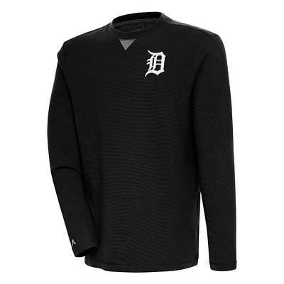 Men's Antigua Black Detroit Tigers Flier Bunker Pullover Sweatshirt