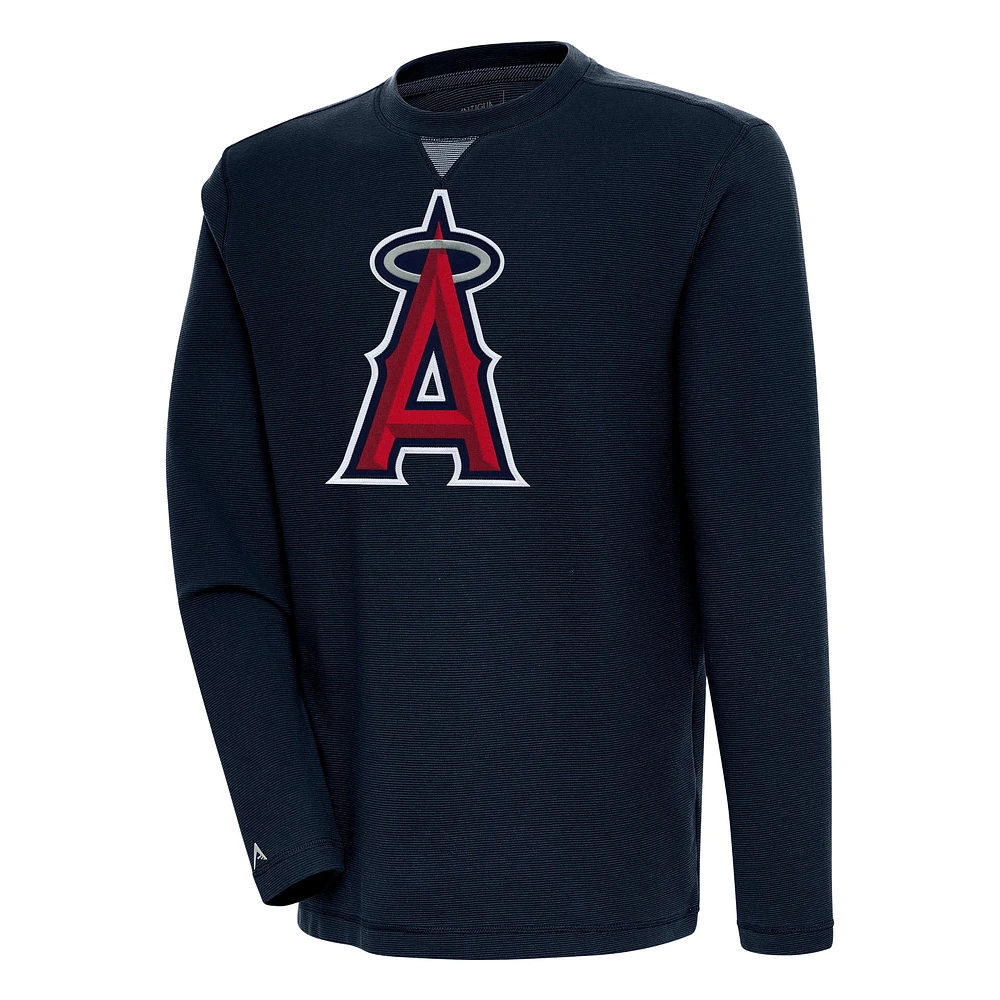 Men's Antigua Navy Los Angeles Angels Flier Bunker Pullover Sweatshirt