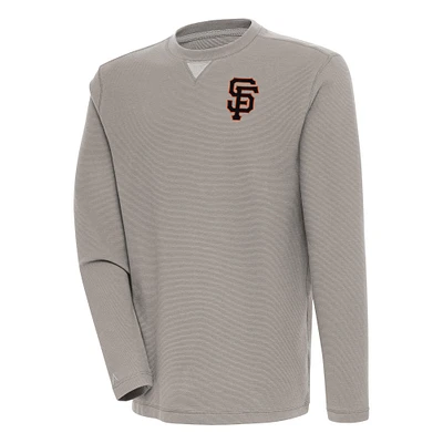 Men's Antigua Oatmeal San Francisco Giants Flier Bunker Pullover Sweatshirt
