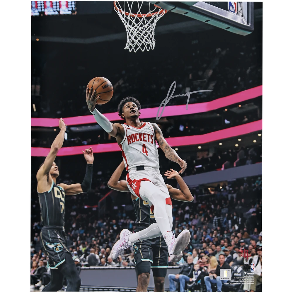 Jalen Green Houston Rockets Autographed 16" x 20" Layup vs. Charlotte Hornets Photograph