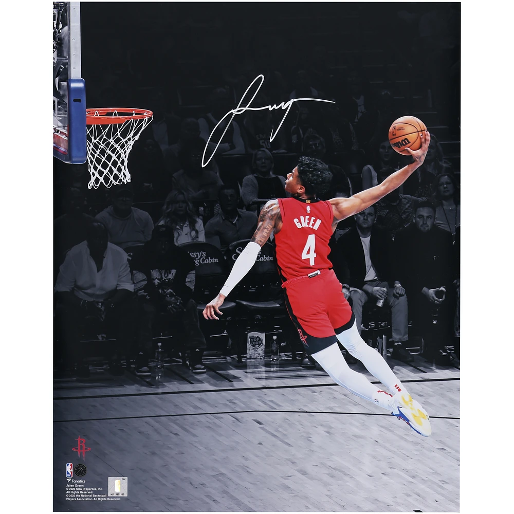 Jalen Green Houston Rockets Autographed 16" x 20" Spotlight Dunk Photograph