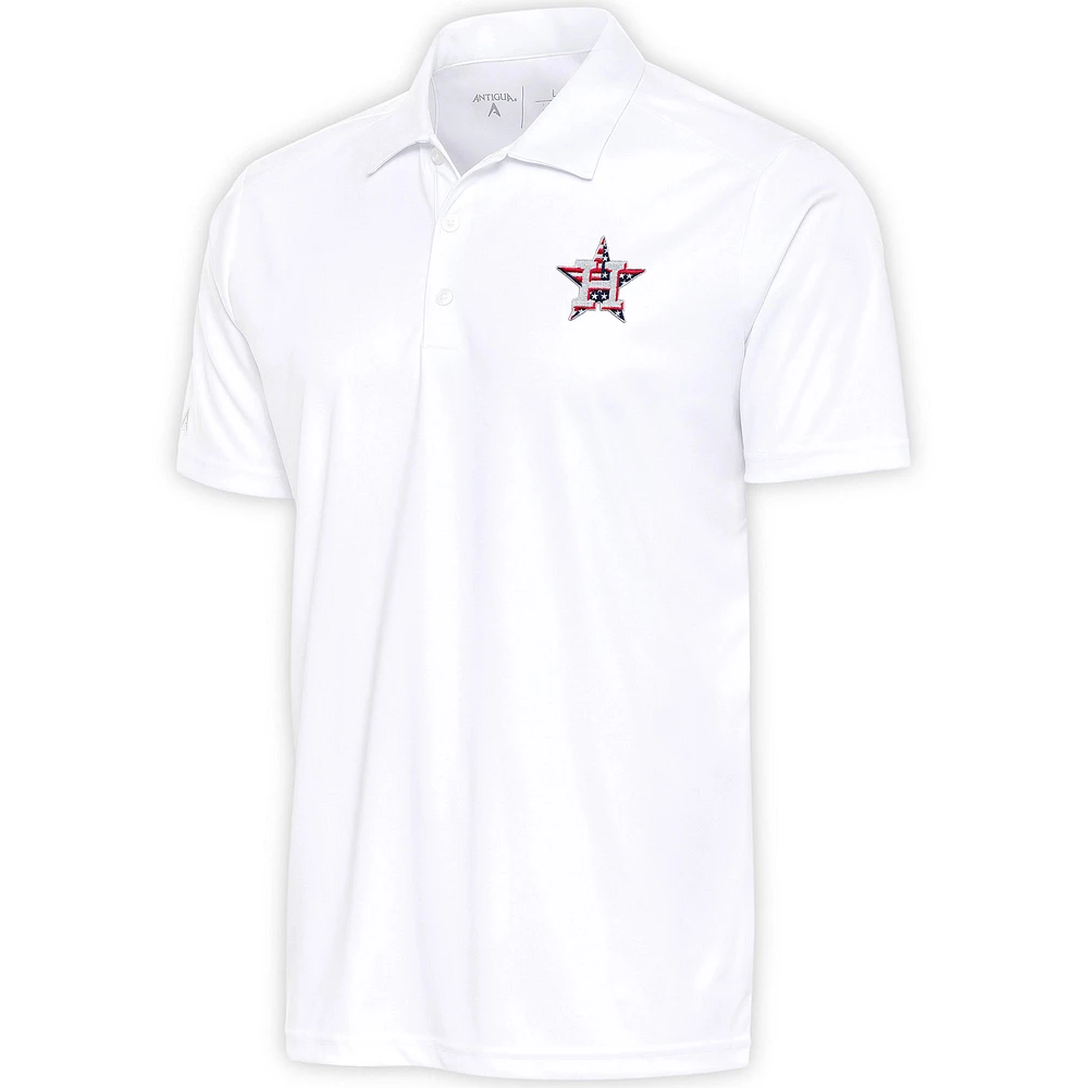 Men's Antigua White Houston Astros Patriotic Apex Polo