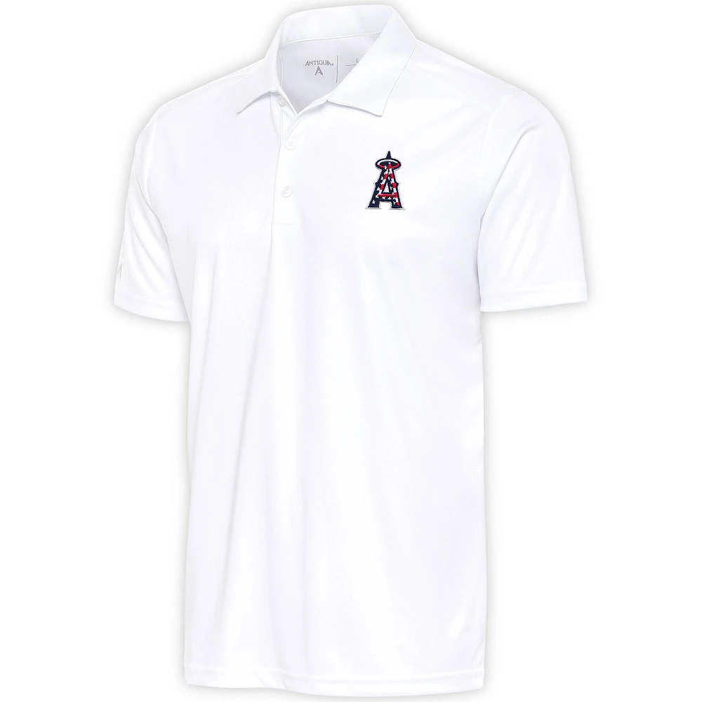 Men's Antigua White Los Angeles Angels Patriotic Apex Polo