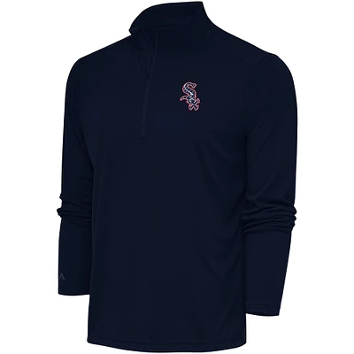 Men's Antigua Navy Chicago White Sox Patriotic Tribute Quarter-Zip Pullover Top