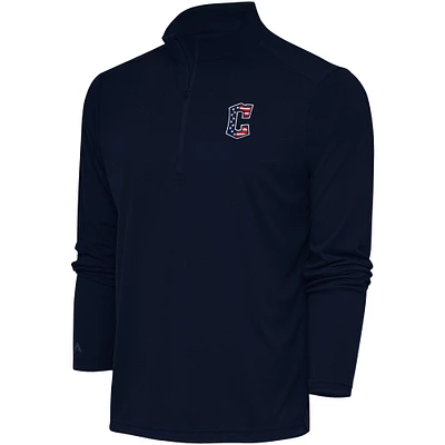 Men's Antigua Navy Cleveland Guardians Patriotic Tribute Quarter-Zip Pullover Top