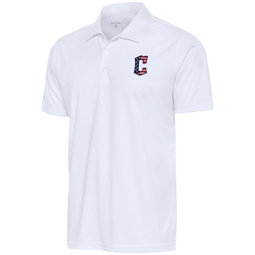 Men's Antigua White Cleveland Guardians Patriotic Tribute Polo