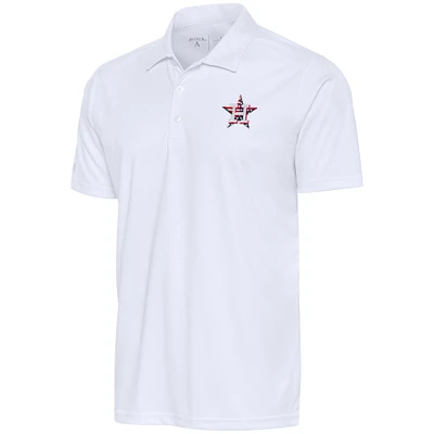 Men's Antigua White Houston Astros Patriotic Tribute Polo