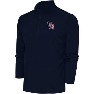 Men's Antigua Navy Tampa Bay Rays Patriotic Tribute Quarter-Zip Pullover Top