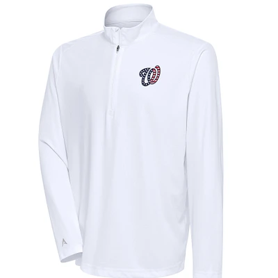 Men's Antigua Washington Nationals Patriotic Tribute Quarter-Zip Pullover Top