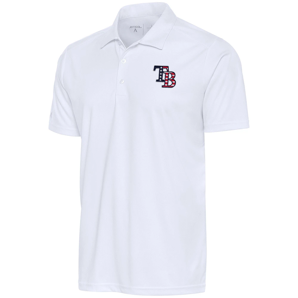 Men's Antigua White Tampa Bay Rays Patriotic Tribute Polo