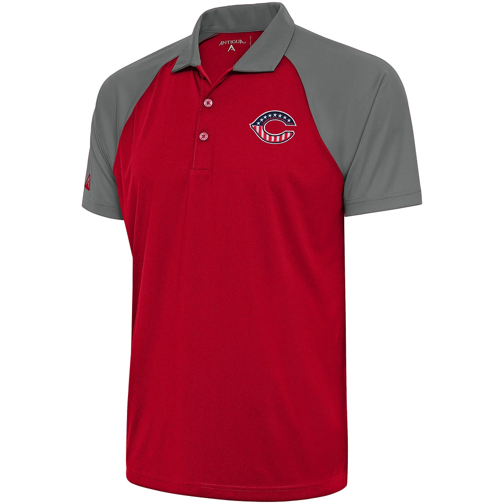 Men's Antigua Red/Steel Cincinnati Reds Patriotic Nova Polo