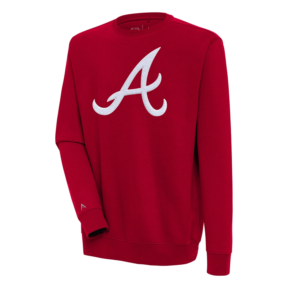 Men's Antigua Atlanta Braves Victory Crewneck Chenille Pullover Sweatshirt