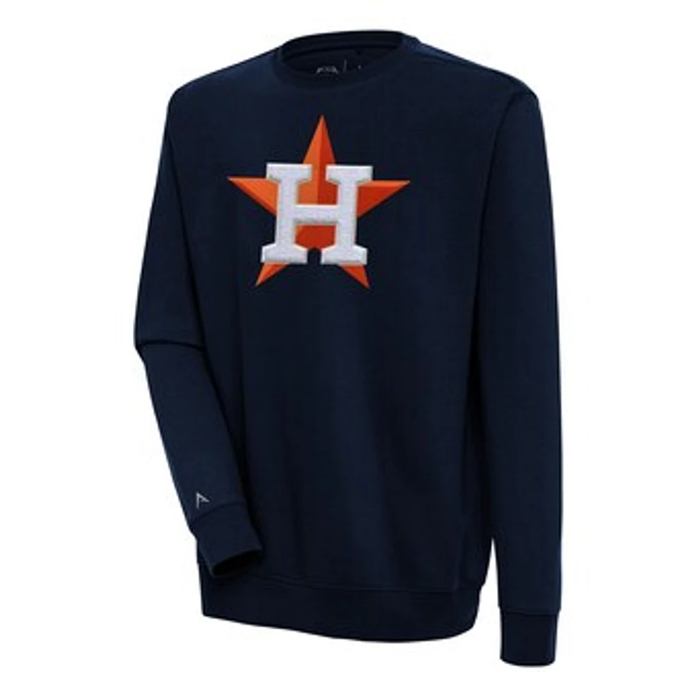 Men's Antigua Navy Houston Astros Victory Crewneck Chenille Pullover Sweatshirt