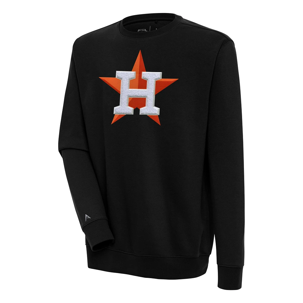 Men's Antigua Black Houston Astros Victory Crewneck Chenille Pullover Sweatshirt