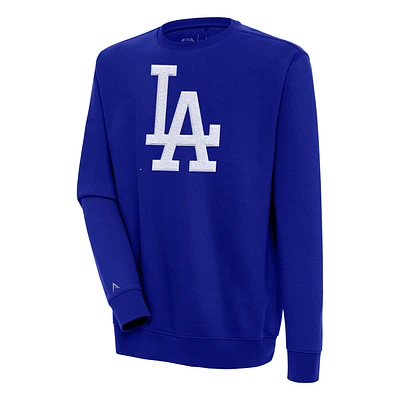 Men's Antigua Royal Los Angeles Dodgers Victory Crewneck Chenille Pullover Sweatshirt
