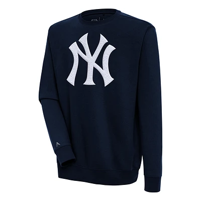 Men's Antigua Navy New York Yankees Victory Crewneck Chenille Pullover Sweatshirt