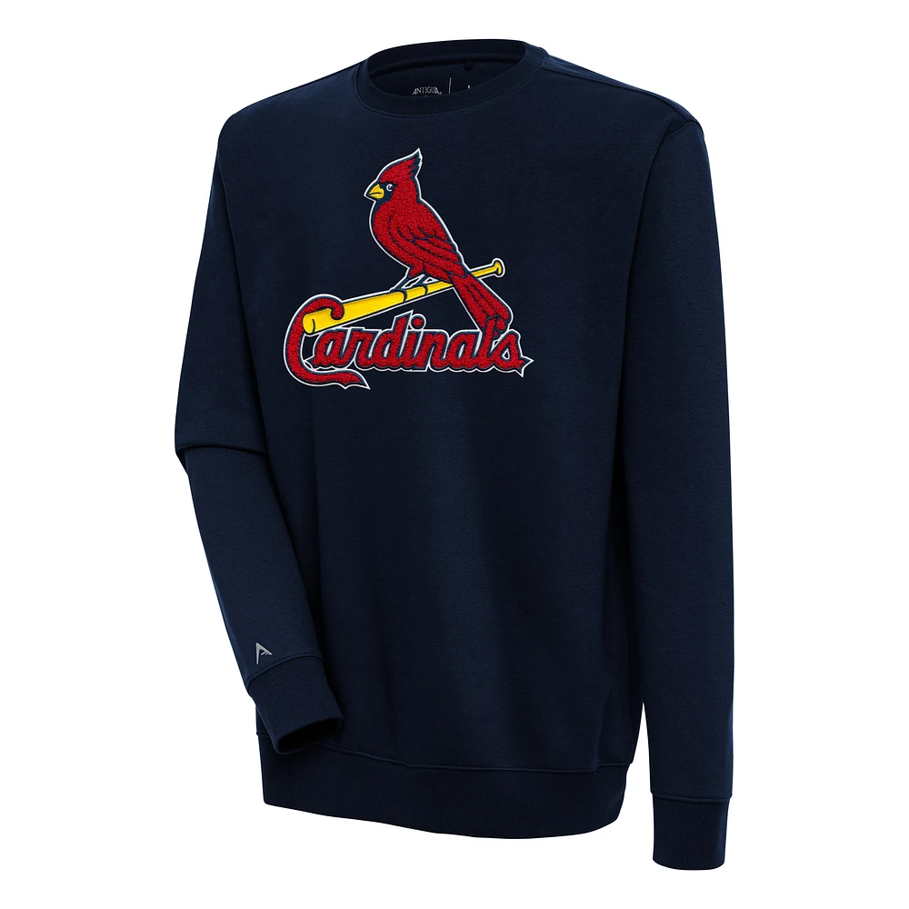 Men's Antigua Navy St. Louis Cardinals Victory Crewneck Chenille Pullover Sweatshirt