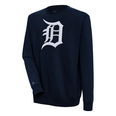 Men's Antigua Navy Detroit Tigers Victory Crewneck Chenille Pullover Sweatshirt