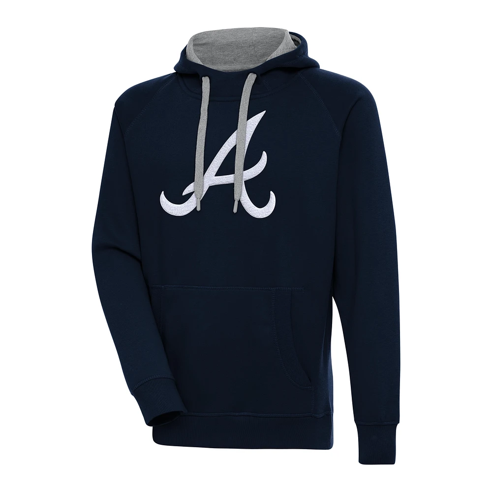 Men's Antigua Navy Atlanta Braves Victory Chenille Pullover Hoodie