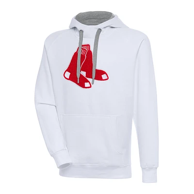 Men's Antigua White Boston Red Sox Victory Chenille Pullover Hoodie