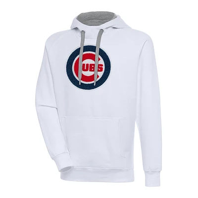 Men's Antigua White Chicago Cubs Victory Chenille Pullover Hoodie