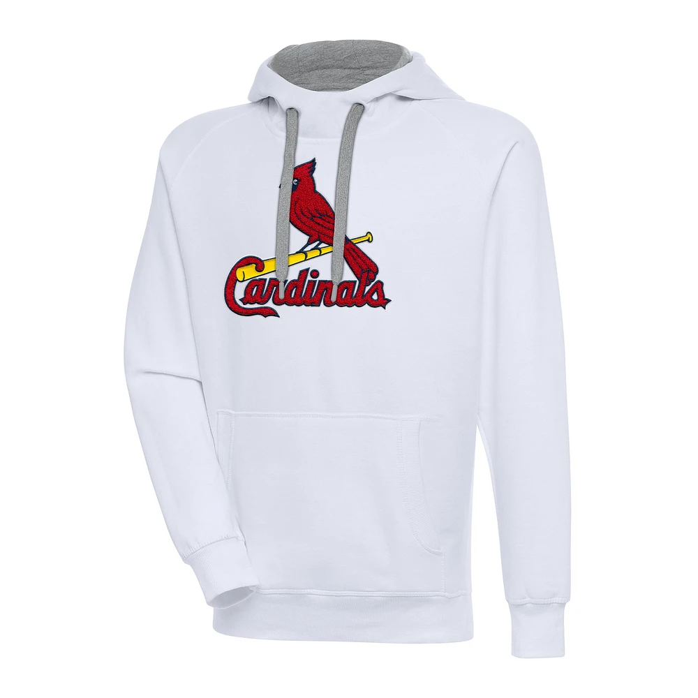 Men's Antigua White St. Louis Cardinals Victory Chenille Pullover Hoodie