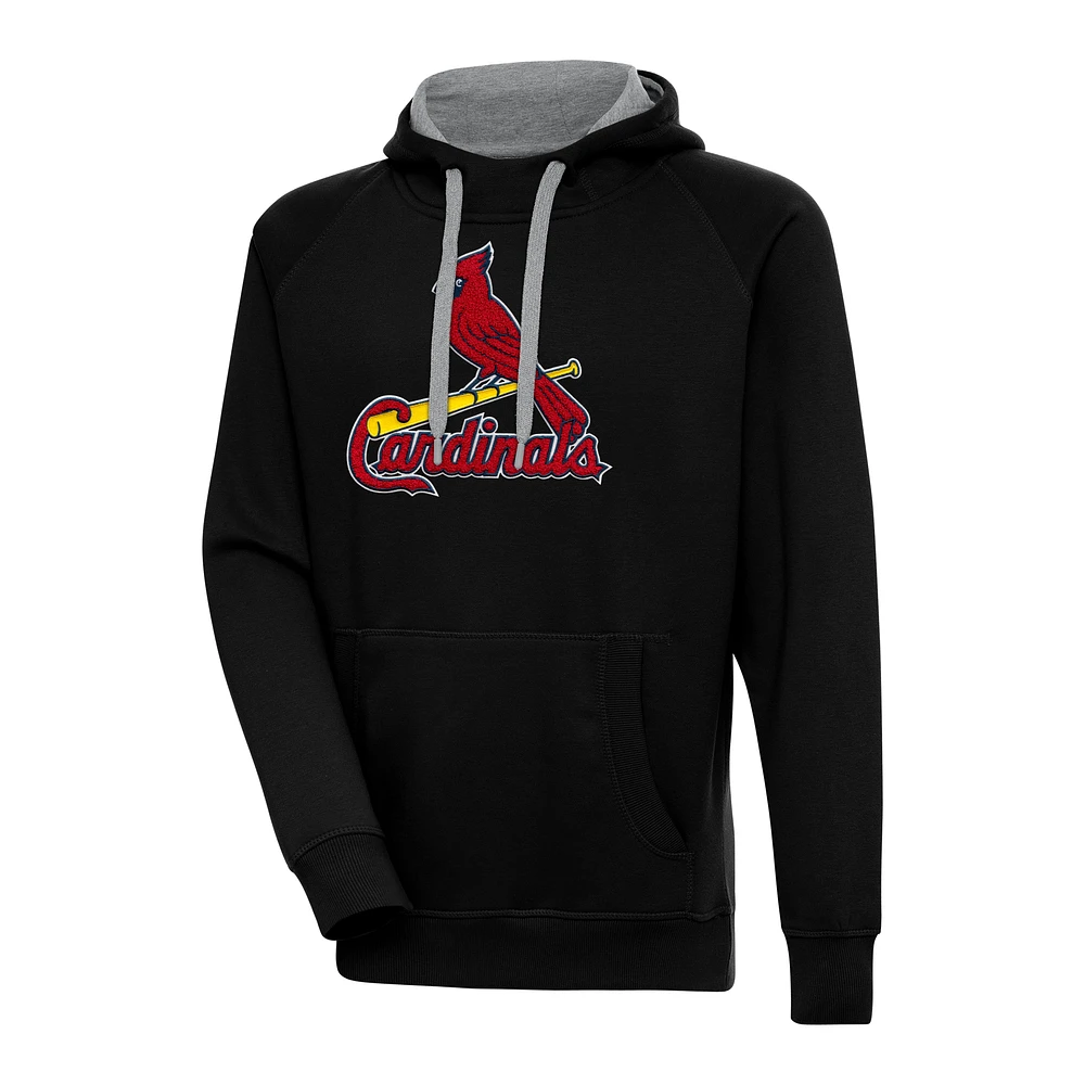 Men's Antigua Black St. Louis Cardinals Victory Chenille Pullover Hoodie